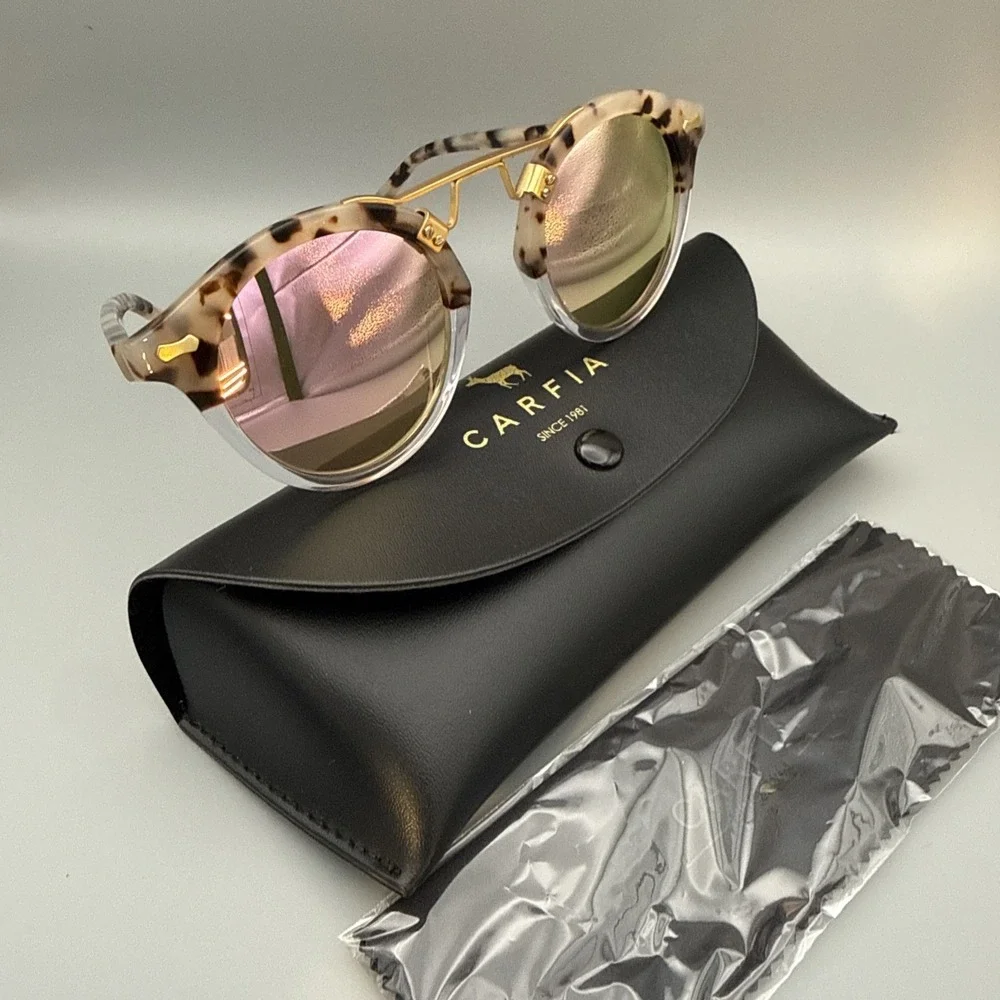 Carfia Ca5395 Authentic tortoise Italian Sunglasses 46-23-145 & Case & Cloth NWT